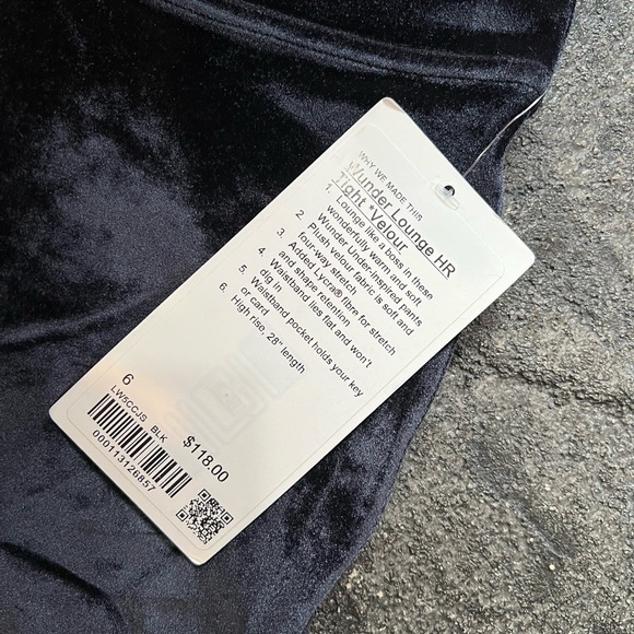 NEW LULULEMON WUNDER LOUNGE HIGH RISE VELOUR LEGGINGS BLACK SIZE 6 - Picture 5 of 5